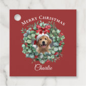 Personalized Pet Christmas with Wreath & Name Bedankjes Labels (Voorkant)