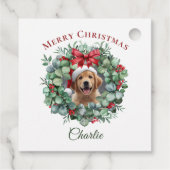 Personalized Pet Christmas with Wreath & Name Bedankjes Labels (Achterkant)
