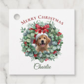 Personalized Pet Christmas with Wreath & Name Bedankjes Labels (Voorkant)