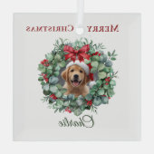 Personalized Pet Christmas with Wreath & Name Glas Ornament (Achterkant)