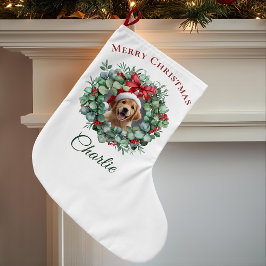 Personalized Pet Christmas with Wreath & Name Grote Kerstsok
