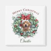 Personalized Pet Christmas with Wreath & Name Magneet (Voorkant)