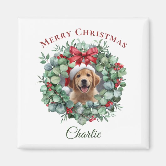 Personalized Pet Christmas with Wreath & Name Magneet (Voorkant)