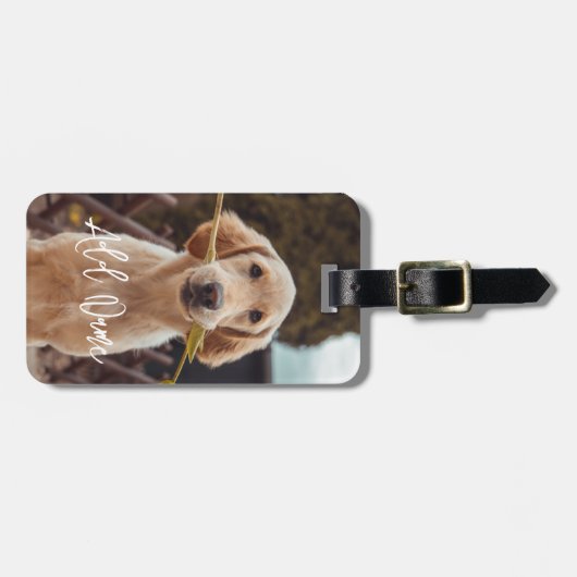 Personalized Pet Custom Photo And Text Bagagelabel (Voorkant horizontaal)