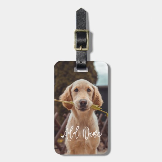 Personalized Pet Custom Photo And Text Bagagelabel (Voorkant verticaal)