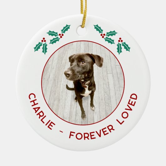 Personalized Pet Dog Memorial Christmas Photo Keramisch Ornament (Voorkant)