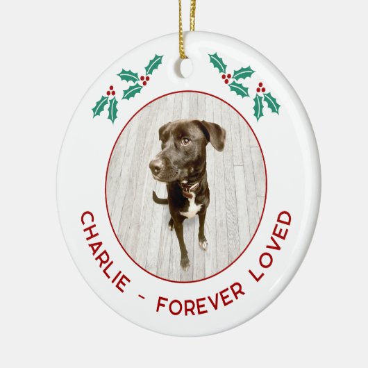 Personalized Pet Dog Memorial Christmas Photo Keramisch Ornament (Links)