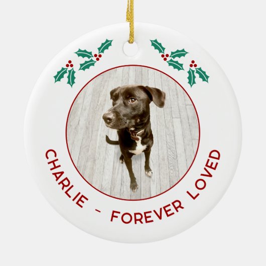 Personalized Pet Dog Memorial Christmas Photo Keramisch Ornament (Achterkant)