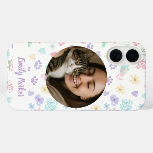 Personalized Pet Love & Pastel Whimsy  Case-Mate iPhone Case (Achterkant (horizontaal))