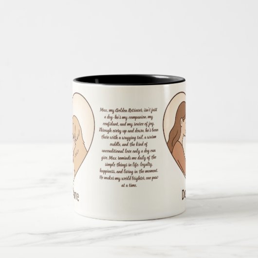Personalized Pet Love Story Mug - Custom Bond Tweekleurige Koffiemok (Center)