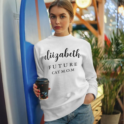 Personalized Pet Lover Black Script Name Cat Mom  Trui