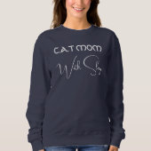 Personalized Pet Lover Script Cat Mom Navy Blue Trui (Voorkant)