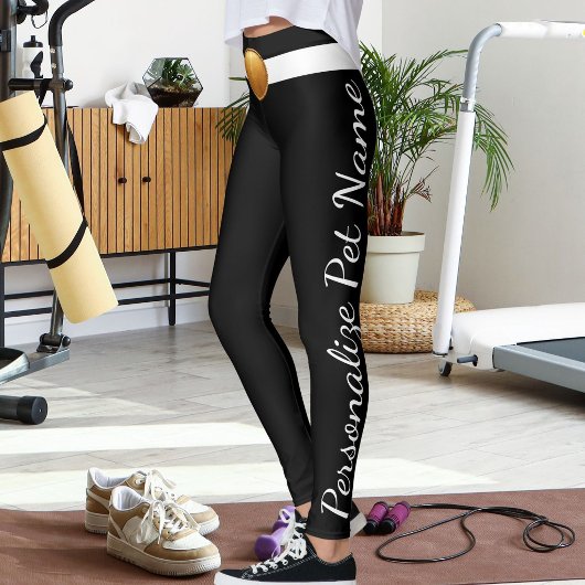 Personalized Pet Lover Script Text Black And White Leggings