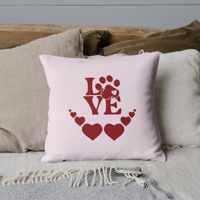 Personalized Pet Lovers Red Heart Valentine's Day Kussen (Creator heeft geüpload)