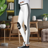 Personalized Pet Mama Black White Striped Stylish Leggings