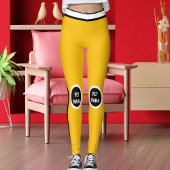 Personalized Pet Mama Yellow Black White Striped Leggings