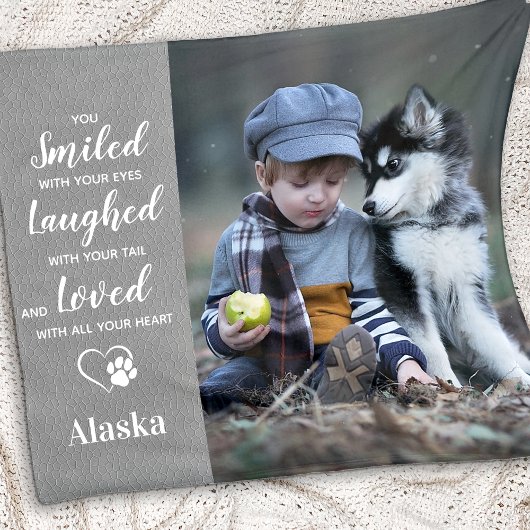 Personalized Pet Memorial Remembrance Poem Photo Fleece Deken