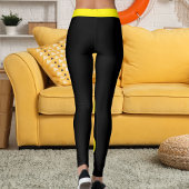 Personalized Pet Mom Stylish Yellow Black Stripes Leggings