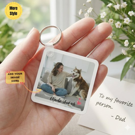 Personalized Pet Photo and Owner Heart Keychain 