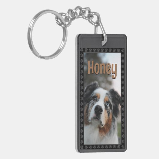 Personalized Pet Photo Dog Lover Name Keepsake Sleutelhanger (Voorkant Links)
