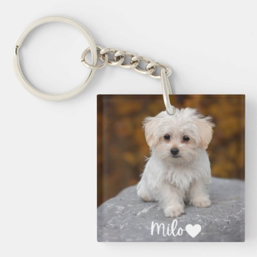 Personalized Pet Photo Keychain with Name (Voorkant)