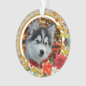 Personalized Pet Photo "Love" Gold Glitter Ornament (voorkant)