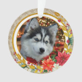 Personalized Pet Photo "Love" Gold Glitter Ornament (voorkant)