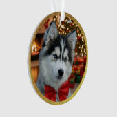 Personalized Pet Photo "Love" Gold Glitter Ornament (voorkant)