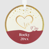 Personalized Pet Photo "Love" Gold Glitter Ornament (achterkant)