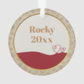 Personalized Pet Photo "Love" Gold Glitter Ornament (achterkant)
