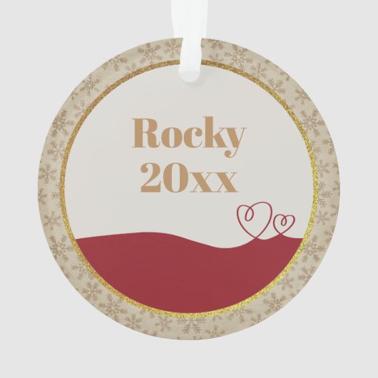 Personalized Pet Photo "Love" Gold Glitter Ornament (achterkant)