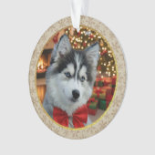 Personalized Pet Photo "Love" Gold Glitter Ornament (voorkant)