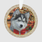 Personalized Pet Photo "Love" Gold Glitter Ornament (voorkant)
