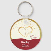 Personalized Pet Photo "Love" Gold Glitter Sleutelhanger (Achterkant)