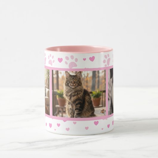 Personalized Pet Photo Mug Custom 3-Picture Mok (Midden)