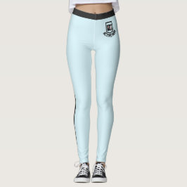 Personalized Pet Photo Name Ice Blue Black Stripes Leggings