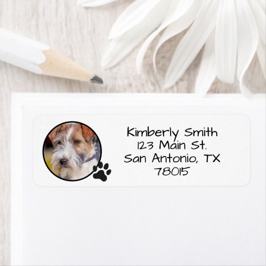 Personalized Pet Photo Return Address Etiket (Insitu)
