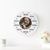 Personalized Pet Photo Wall Clock with 'MEOW'  Grote Klok (Huis)