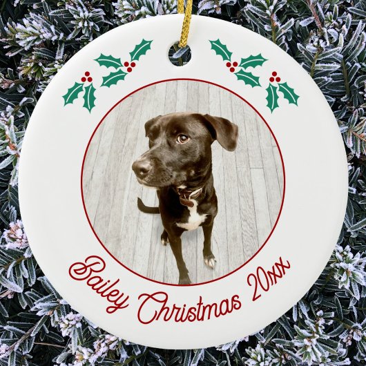 Personalized Pet Puppy Dog Christmas Photo Keramisch Ornament