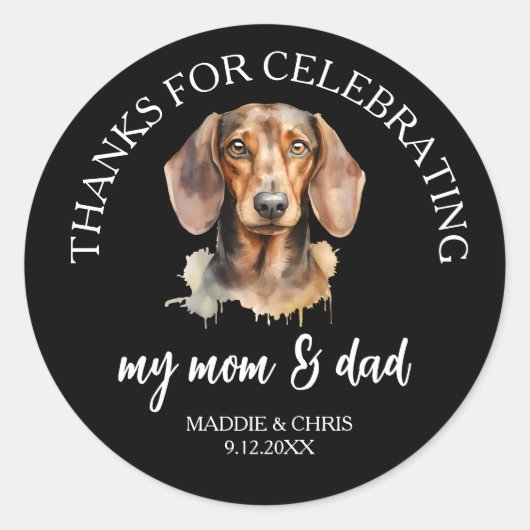 Personalized Pet – Thanks Celebrating My Mom & dad Ronde Sticker (Voorkant)