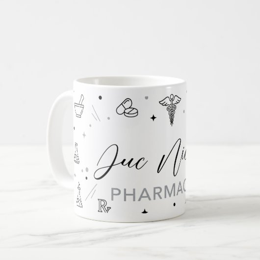 Personalized Pharmacist Mug | Elegant Handwritten  Koffiemok (Voorkant links)