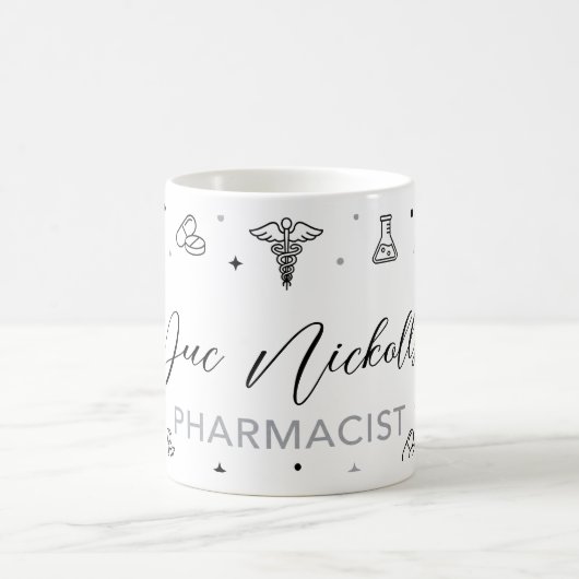 Personalized Pharmacist Mug | Elegant Handwritten Koffiemok (Center)