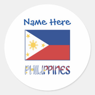 Personalized Philippines Flag Name Round Ronde Sticker