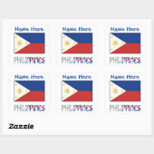 Personalized Philippines Flag Name Square Label (Vel)