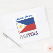 Personalized Philippines Flag Name Square Label (Envelop)