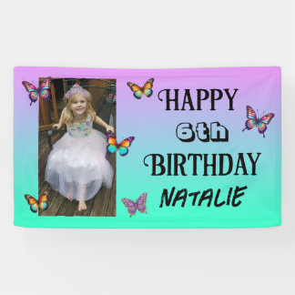 Personalized Photo and Age Butterfly Birthday Spandoek
