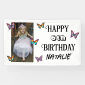 Personalized Photo and Age Butterfly Birthday Spandoek (Horizontaal)