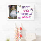 Personalized Photo and Age Butterfly Birthday Spandoek (Insitu)