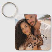 Personalized Photo and Monogram Text Photo Collage Sleutelhanger (Voorkant)