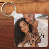 Personalized Photo and Monogram Text Photo Collage Sleutelhanger (Voorkant)